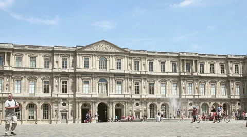 Square Courtyard of  Louvre Palace Stock Footage 46962935