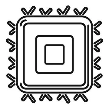 Square cpu is connecting to motherboard using small pins Illustrazione stock