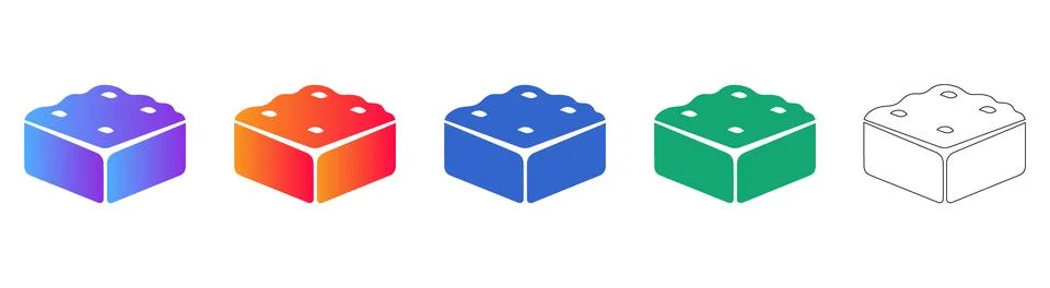 Square Cracker Biscuit Vector Icon Set Stock Illustration