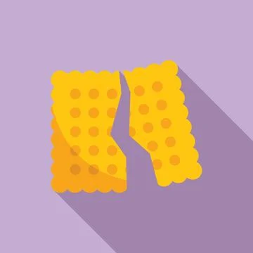 Square cracker breaking apart isolated on purple background Stock Illustration