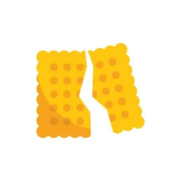Square cracker breaking apart on white background Illustrazione stock