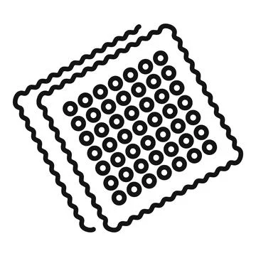 Square cracker with holes lying on top of another one line icon Illustrazione stock