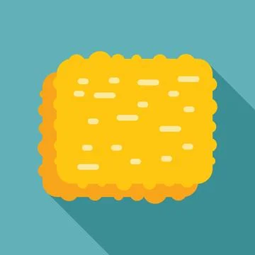 Square cracker presenting its crunchy texture on blue background Illustrazione stock