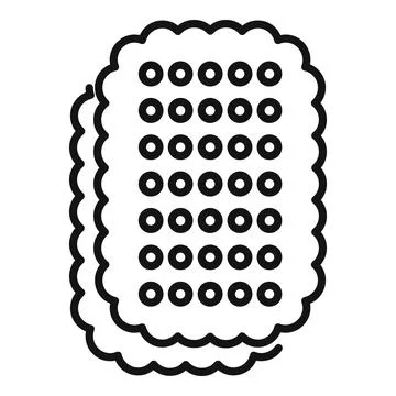 Square cracker presenting its delicious chocolate chips in line art style Stock Illustration