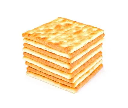 Square crackers isolated on white background. Stock Photos