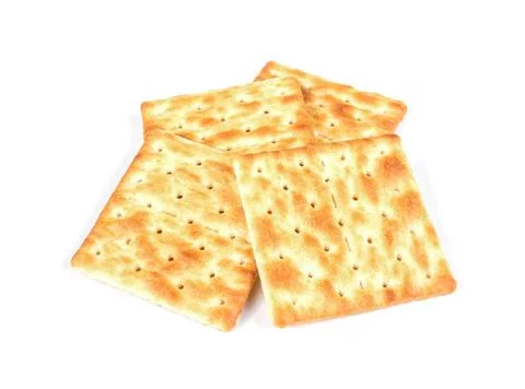 Square crackers isolated on white background Stock Photos