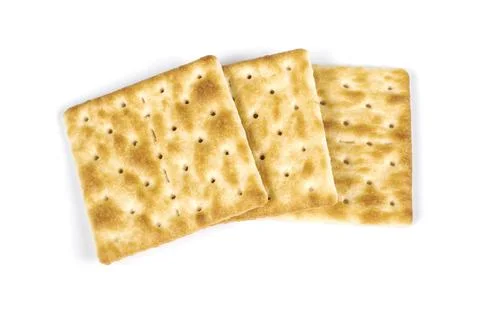 Square crackers isolated on white background Stock Photos