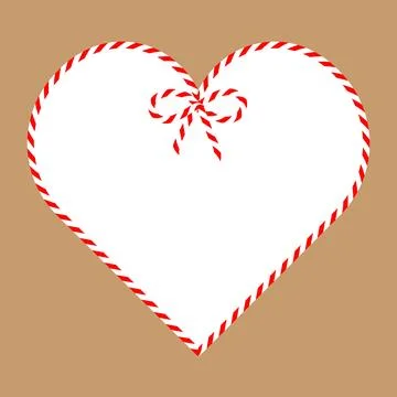 Square craft brown background with candy cane ribbon. Christmas packing str.. Stock-Illustration