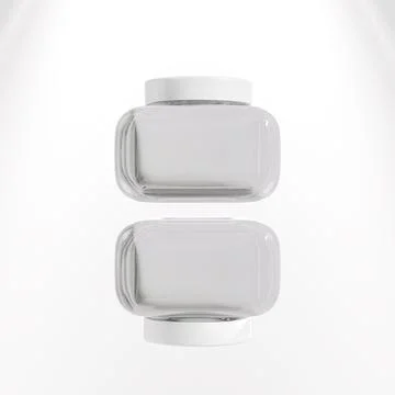 Square cream jar with white flat lid mockup, luxury glass skincare packaging Stock Illustration