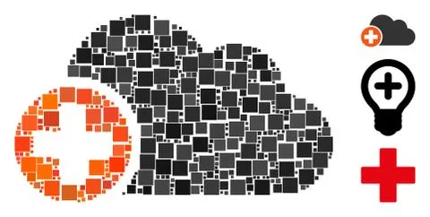 Square Create Cloud Icon Vector Mosaic Stock Illustration