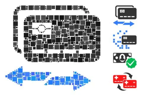 Square Credit Card Exchange Icon Vector Collage Stock Illustration