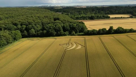 Square Crop Circle, 4K Drone Clip, Winchester, 4th July 2023, 4K Stock Footage 265260609