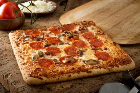 Square Crust Flatbread Pizza Stock Photos