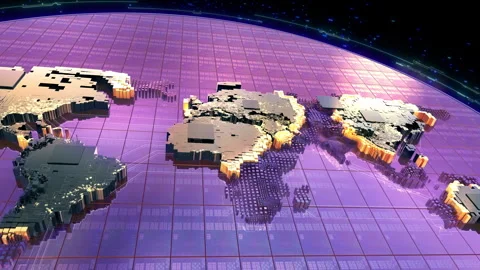 Square crystals are grown on a wafer to form a world map Stock Footage 340301033