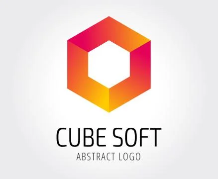 Square cube abstract logo template. Corner geometric and symmetric symbol Stock Illustration