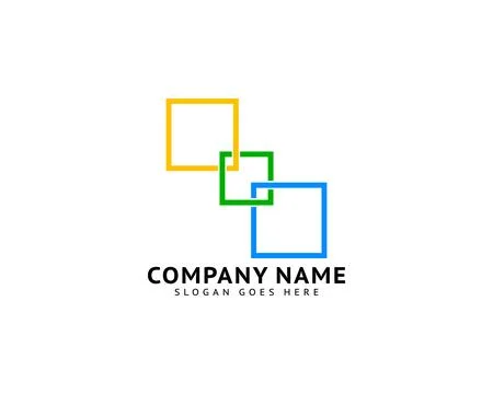 Square Cube Connect Link Logo Template Design Stock Illustration