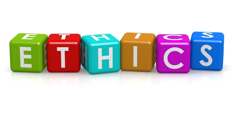 Square Cube with ethics word Stock Illustration