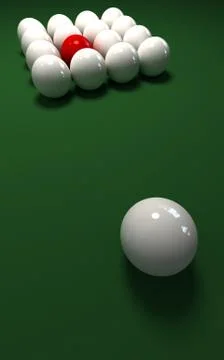 Square of cue balls and a red one Stock Illustration