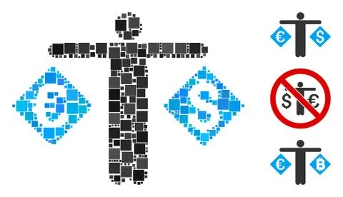 Square Currency Trader Icon Vector Collage Stock Illustration