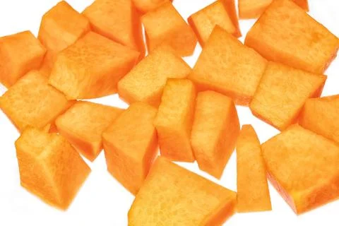 Square cut pumpkin on white background Stock Photos