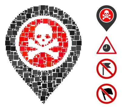 Square Dangerous Zone Pointer Icon Vector Mosaic Stock Illustration