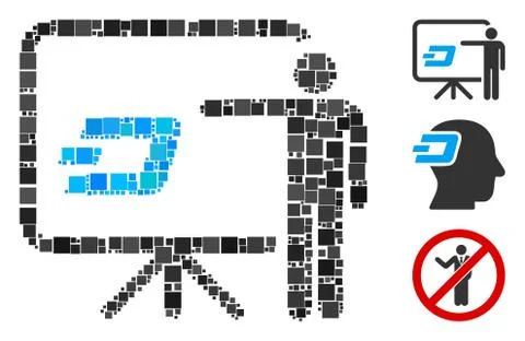 Square Dash Board Presentation Person Icon Vector Collage Stock Illustration
