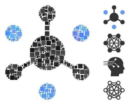 Square Data Network Icon Vector Collage Stock Illustration