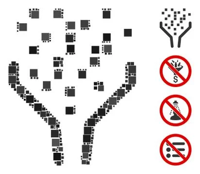 Square Data Processing Funnel Icon Vector Collage Illustrazione stock