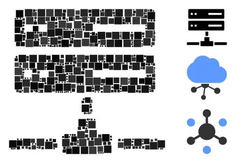 Square Database Connection Icon Vector Collage 스톡 일러스트