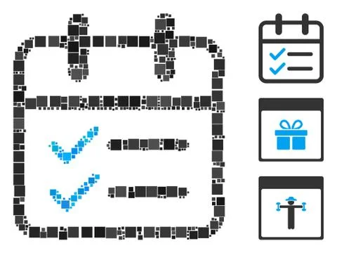 Square Day Tasks Icon Vector Collage 库存插图