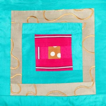 Square decoration of patchwork cloth Stock Photos