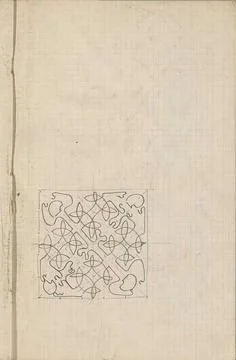 Square with a decorative pattern in it. Leaf 7 Recto from a sketchbook wit... Stock Photos