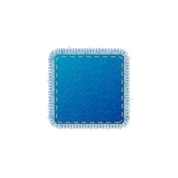 Square denim fabric patch element realistic vector illustration isolated. Stock Illustration