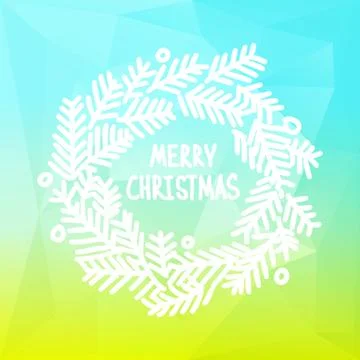 Square design with Christmas wreath on gradient background Stock Illustration
