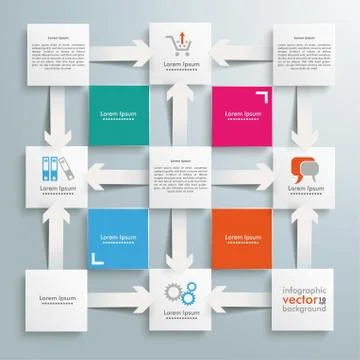 Square design cross arrows flowchart Stock Illustration