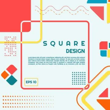 Square design modern shape style halftone colorful round memphis with space f Stock Illustration