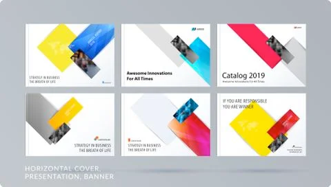 Square design presentation template with colourful rectangles shadows. Abstract Stock Illustration