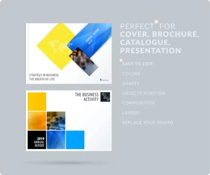 Square design presentation template with colourful rectangles shadows. Abstract Stock-Illustration