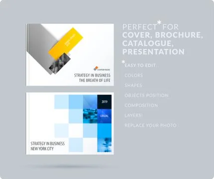 Square design presentation template with colourful rectangles shadows. Abstract Stock-Illustration