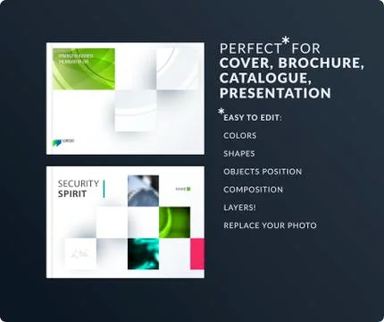 Square design presentation template with colourful rectangles shadows. Abstract Stock-Illustration