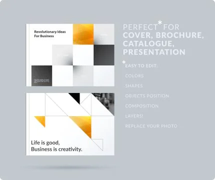 Square design presentation template with colourful rectangles shadows. Abstract Illustrazione stock
