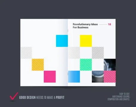Square design presentation template with colourful rectangles shadows. Abstract Stock Illustration