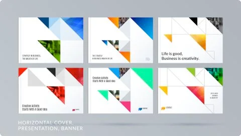 Square design presentation template with colourful triangles and shadows Stock Illustration