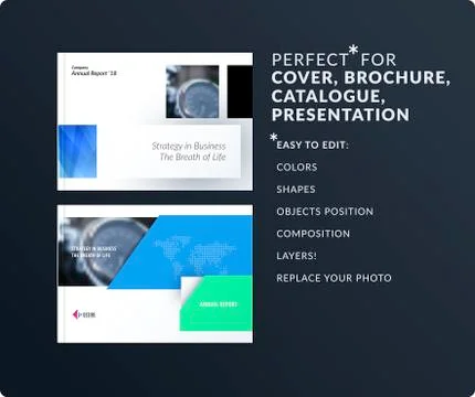 Square design presentation template with colourful rectangles shadows. Abstract Illustrazione stock