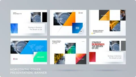 Square design presentation template with colourful rectangles shadows. Abstract Stock-Illustration