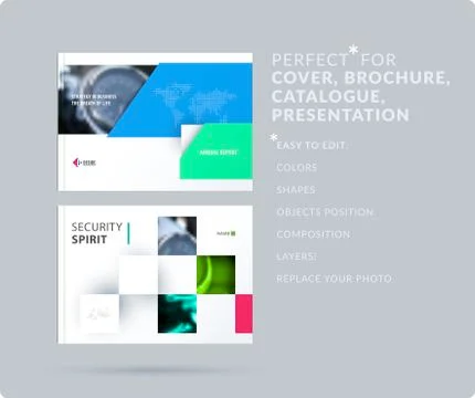 Square design presentation template with colourful rectangles shadows. Abstract Illustrazione stock