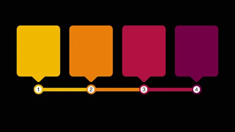 Square diagram flow chart with 4 step. Infographic timeline template. Alpha Stock Footage 88326527
