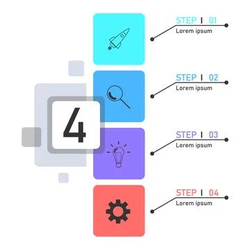 Square diagram, startup sequential graph. Vector, designer illustration. Stock Illustration