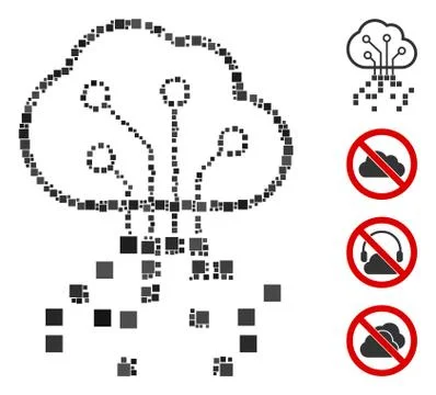 Square Digital Cloud Icon Vector Collage 스톡 일러스트