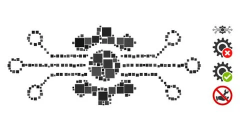 Square Digital Tech Icon Vector Mosaic 스톡 일러스트